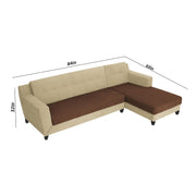 Fracher RHS 4 Seater L Shape Sofa Set for Living Room (Cream Brown Fabric) Premium Fabric Sofa