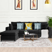 Hazer 6 Seater L Shape Sofa Set for Living Room (Black Fabric) Left Side