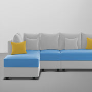 Inclair LHS 6 Seater L Shape Sofa Set for Living Room (Turquise Grey Fabric) Premium Fabric Sofa
