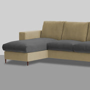 Charmi LHS 4 Seater L Shape Sofa Set for Living Room (Cream Black Fabric) Premium Fabric Sofa