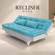 Casaliving Danny Sofa Cum Bed for Living Room Premium Fabric Sofa New 3 Seater Sofa Cum Bed Velvet Fabric with 2 Cushions and Suitable for All Indoor (Black Grey)