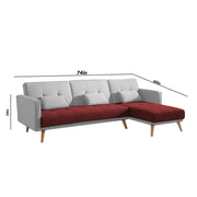 Convertible Futon RHS 4 Seater Sofa Cum Bed with Adjustable Backrest Sofa for Living Room (Blue Grey Colour) Premium Fabric Sofa