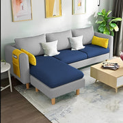 Asser LHS 4 Seater L Shape Sofa Set for Living Room (Blue Grey) Premium Fabric Sofa