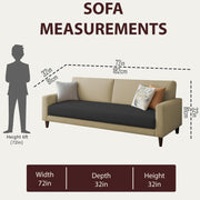 Kaven 3 Seater Sofa Set for Living Room (Cream Black Colour Fabric) Premium Fabric Sofa