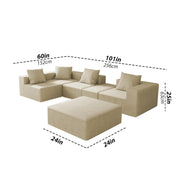 Sheron U Shaped Compressed Sofa Set for Living Room with Spacious Boucle Couch Set Living Rooms, (Cream Fabric) Premium Fabric U Shape Sofa for Living Room