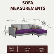 Oslo 4 Seater RHS L Shape Sofa Set for Living Room (Purple Grey Fabric) Premium Fabric Sofa Set for Living Room