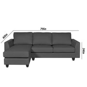 Danver LHS 4 Seater L Shape Sofa Set for Living Room (Black Fabric) Premium Fabric Sofa