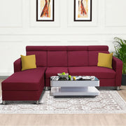 Emma RHS 6 Seater L Shape Sofa Set for Living Room (Maroon Fabric)