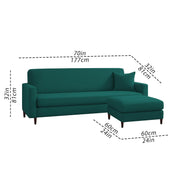 Valkyrie 4 Seater L Shape Convertible Sofa Set for Living Room, 3 Seater & Ottoman Modular Sectional Couch for Small Space (Pine Colour) Fabric