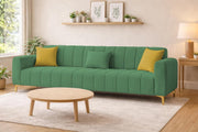 Velour Modern Velvet Sofa, Tufted Design Upholstered 3 Seater Sofa Set for Living Room, (Black Colour) Premium Velvet Fabric Sofa