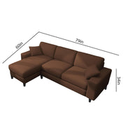 Martin 4 Seater LHS L Shape Sofa Set for Living Room (Brown Colour Fabric)