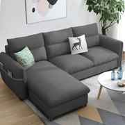 Andon 4 Seater L Shape Sofa Set for Living Room (Dark Grey Fabric) Left Side Sofa
