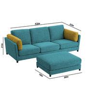 Nairo 4 Seater Interchangeable L Shape Sofa with Ottoman for Living Room (Turquise Fabric)