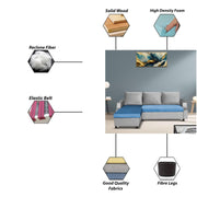 Asper LHS 4 Seater L Shape Sofa Set for Living Room (Turquise Grey Fabric) Premium Fabric Sofa
