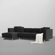 Vesco LHS 6 Seater L Shape Sofa Set for Living Room (Black) Premium Fabric Sofa