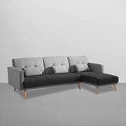 Gamora RHS 4 Seater L Shape Sofa Set for Living Room (Black Grey) Premium Fabric Sofa