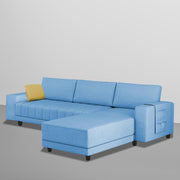 Linus RHS 4 Seater L Shape Sofa Set for Living Room (Turquise Fabric) Premium Fabric Sofa