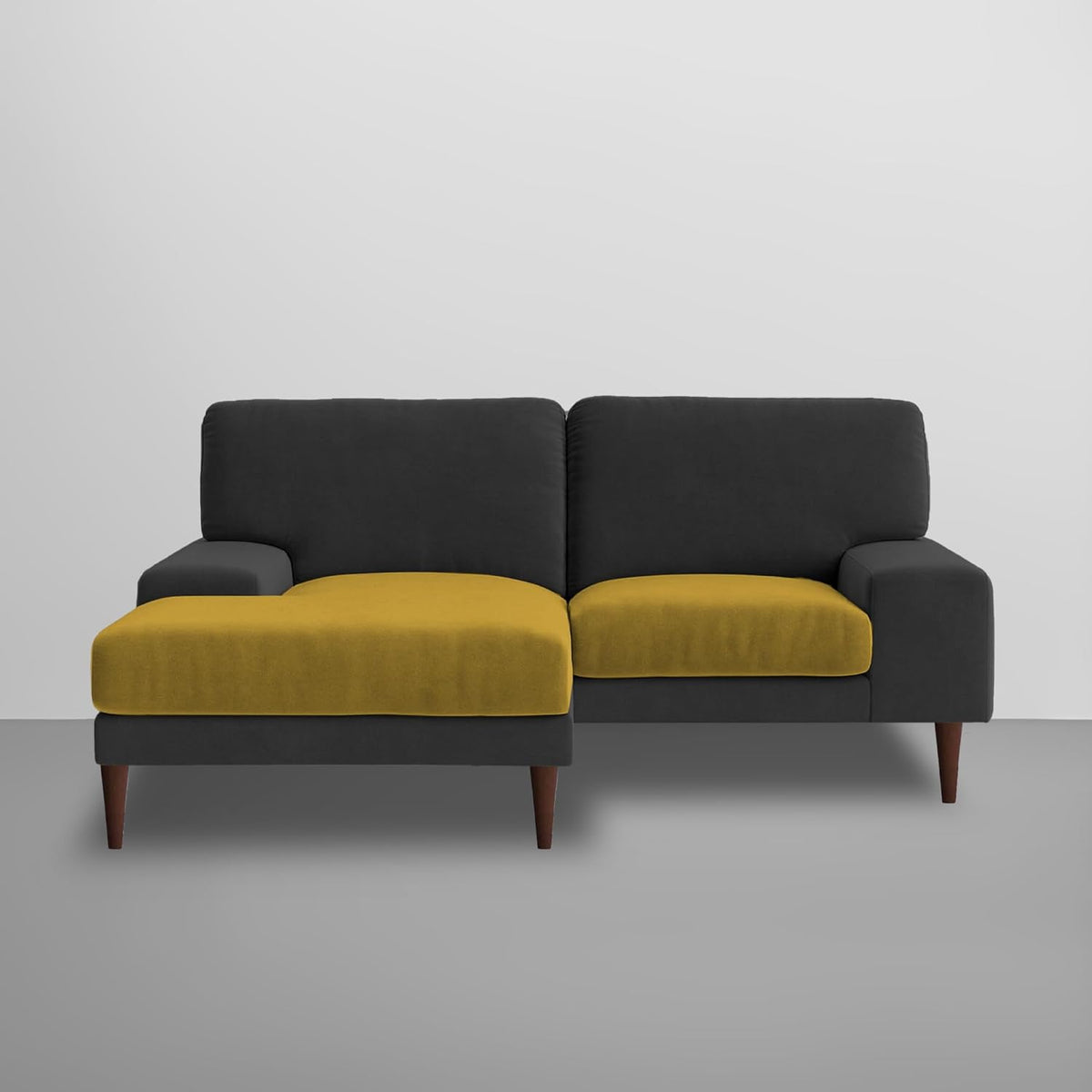 Latieo LHS 2 Seater Lounger L Shape Sofa Set for Living Room (Black Ye