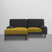 Latieo LHS 2 Seater Lounger L Shape Sofa Set for Living Room (Black Yellow) Premium Fabric Sofa
