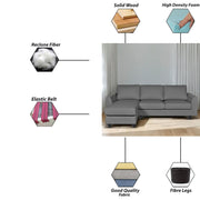 Danver LHS 4 Seater L Shape Sofa Set for Living Room (Dark Grey Fabric) Premium Fabric Sofa