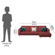 Falco RHS 4 Seater L Shape Sofa Set for Living Room (Maroon Fabric) Premium Fabric Sofa