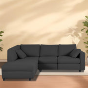 Dorian LHS 4 Seater L Shape Sofa Set for Living Room (Black Fabric) Premium Fabric Sofa