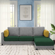 Nairo 4 Seater Interchangeable L Shape Sofa with Ottoman for Living Room (Green Grey Fabric)