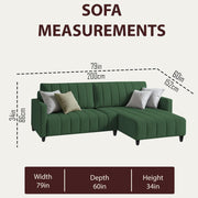 Netlie 4 Seater RHS L Shape Sofa Set for Living Room (Green Fabric) Premium Fabric Sofa Set for Living Room