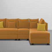 Inclair RHS 6 Seater L Shape Sofa Set for Living Room (Orange Fabric) Premium Fabric Sofa