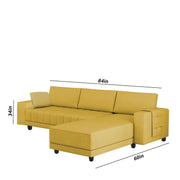 Linus RHS 4 Seater L Shape Sofa Set for Living Room (Yellow Fabric) Premium Fabric Sofa