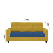 Marco 3 Seater Sofa Set for Living Room (Blue Yellow Colour) Premium Fabric Sofa