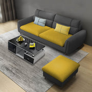 Francis 3 Seater Sofa with Ottoman Set for Living Room (Black Yellow Fabric)