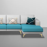 Falco RHS 6 Seater L Shape Sofa Set for Living Room (Turquise Grey Fabric) Premium Fabric Sofa