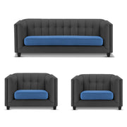 Casaliving Sinclair 3+1+1 Seater Sofa Set for Living Room (Blue Black Colour) Premium Fabric Sofa