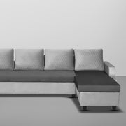 Asper RHS 6 Seater L Shape Sofa Set for Living Room (Black Grey Fabric) Premium Fabric Sofa