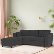 Blustin LHS 4 Seater L Shape Sofa Set for Living Room (Black Fabric) Premium Fabric Sofa