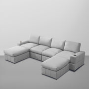 Rone 6 Seater L-Shaped & U-Shaped Sofas Set for Living Room – (Grey Colour Fabric) Premium Comfort Sofa