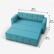 Casaliving Mordo 3 Seater Sofa Cum Bed for Living Room (Black Fabric) Premium Fabric Sofa Set
