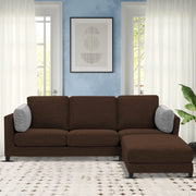 Nairo 4 Seater Interchangeable L Shape Sofa with Ottoman for Living Room (Brown Fabric)