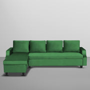 Asper LHS 6 Seater L Shape Sofa Set for Living Room (Green Fabric) Premium Fabric Sofa
