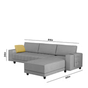 Linus RHS 4 Seater L Shape Sofa Set for Living Room (Dark Grey Fabric) Premium Fabric Sofa