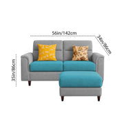Casaliving Nancy 2 Seater with Ottoman Sofa Set for Living Room (Black Colour) Premium Fabric Sofa Set