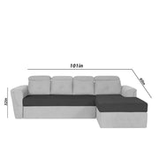 Elvi RHS 6 Seater L Shape Sofa Set for Living Room (Black Grey Fabric) Premium Fabric Sofa