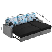 Rolando 4 Seater Sofa Cum Bed for Living Room (Cream Black) Premium Fabric Sofa