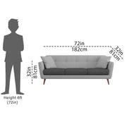 Letty 3 Seater Sofa Set for Living Room (Black Grey Colour) Premium Fabric Sofa