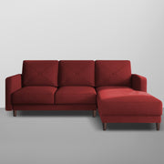 Swaloni RHS 4 Seater L Shape Sofa Set with Center Table for Living Room (Maroon) Premium Fabric Sofa
