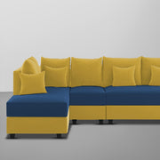 Inclair LHS 6 Seater L Shape Sofa Set for Living Room (Blue Yellow Fabric) Premium Fabric Sofa