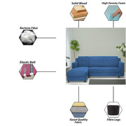 Fracher LHS 4 Seater L Shape Sofa Set for Living Room (Blue Fabric) Premium Fabric Sofa