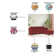 Blustin RHS 4 Seater L Shape Sofa Set for Living Room (Maroon Fabric) Premium Fabric Sofa