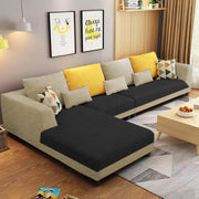 Casaliving Margreta RHS 6 Seater L Shape Sofa Set for Living Room (Black Grey Fabric) Premium Fabric Sofa